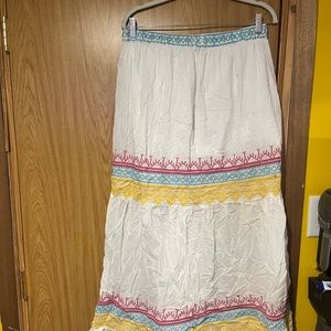 Anthropologie Tolani White Embroidered Skirt XL